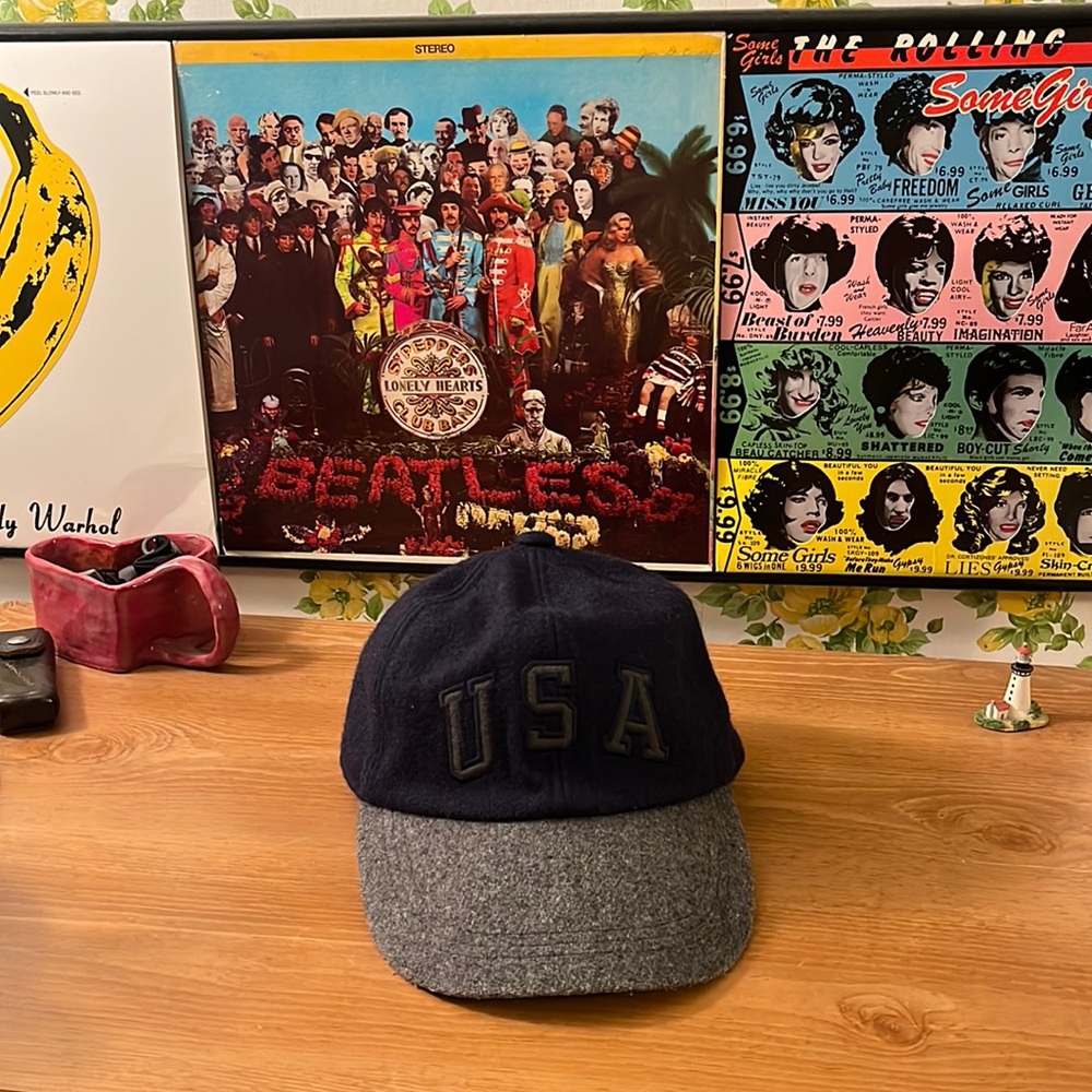 Vintage Navy Blue/Gray USA Snapback. Wool/Acrylic